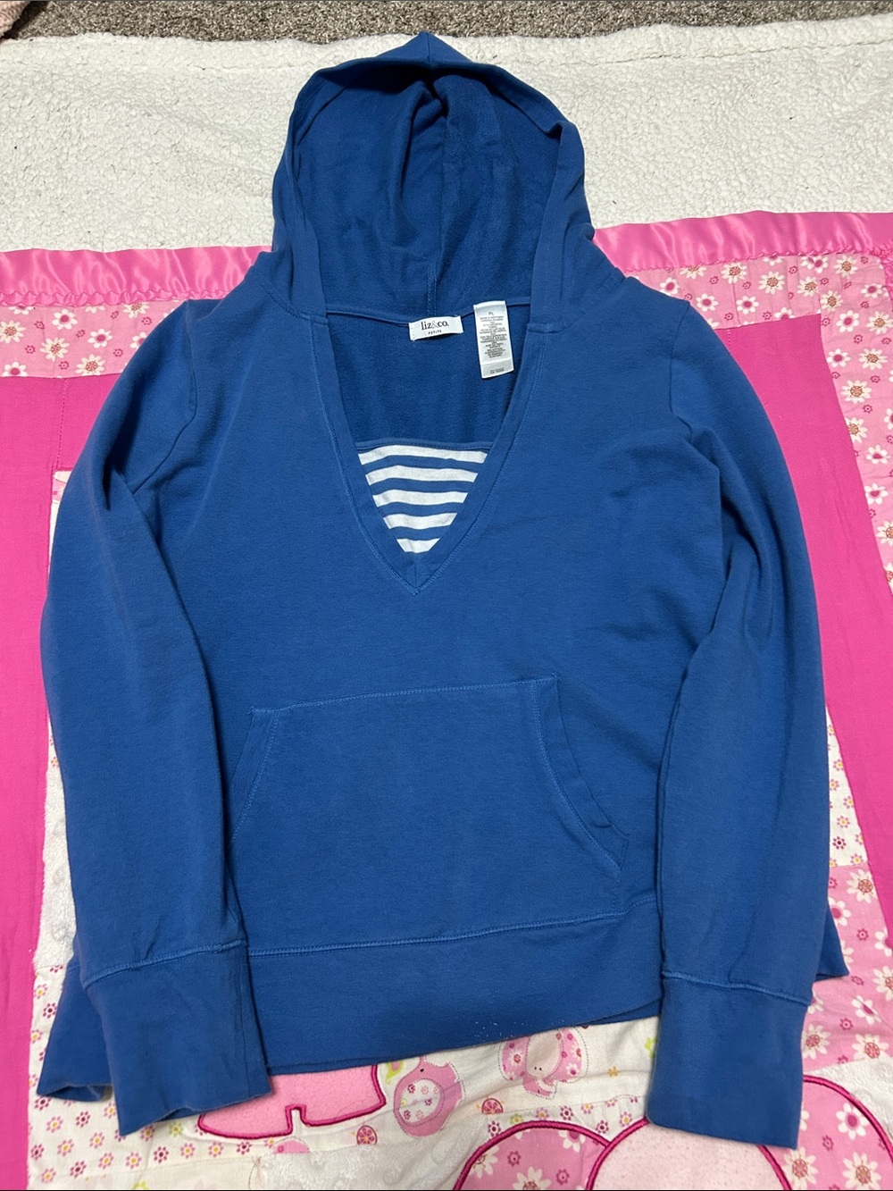 liz & co. Petite Royal Blue Top with Hood